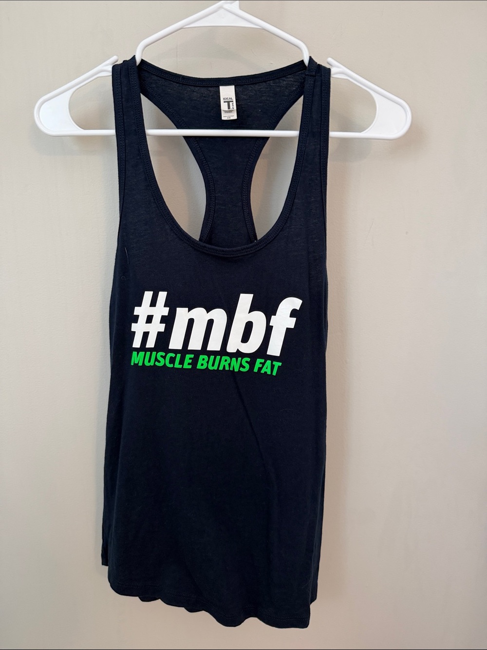 #mbf Muscle Burns Fat Black Racerback Tank Top